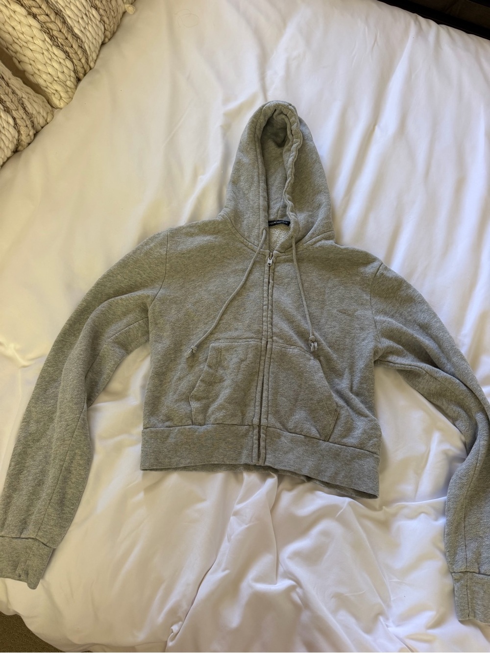 Brandy Melville Grey Zip Up Cropped Hoodie
